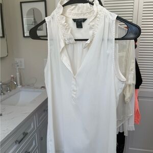 J. Crew Women's Cream Ruffle Neck Blouse